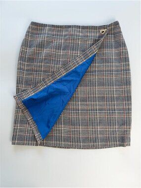 Calvin Klein Plaid Mini Skirt, Pre-Loved Wool Blend, 90s, High Waist Skirt Sz 14